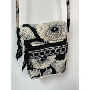 Vera Bradley Crossbody Small Bag Purse Camellia Black Blue Patterned Spring 2012